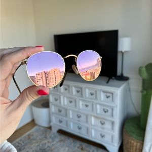 Rayban pink mirrored round glasses